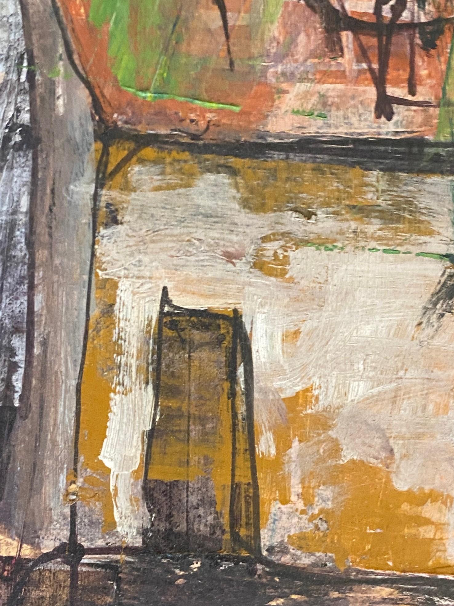 Anton Sipos Signed Original Mid-Century Modern Landscape with House Oil Painting For Sale 11