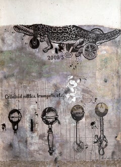 Alligator, Celluloid, Rattles, Trumpet, Mixed Media by Anton Solomoukha