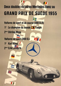 Mercedes Benz Grand Prix de Suede suédois de 1955 - Vintage Original Vintage