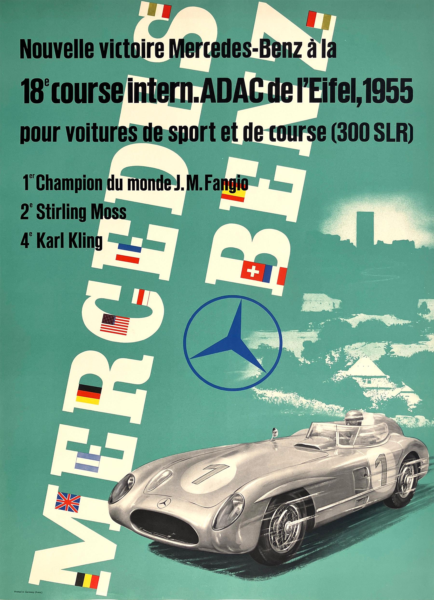 Affiche originale Mercedes Benz ADAC de l'Eifel 1955 par Anton Stankowski