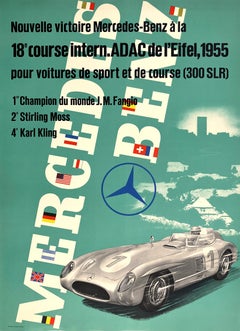 Original Vintage Mercedes Benz ADAC de l'Eifel 1955 Poster by Anton Stankowski