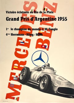 Original-Vintage-Poster Mercedes Benz-Autorennen-Poster, Grand Prix d'Argentine 1955