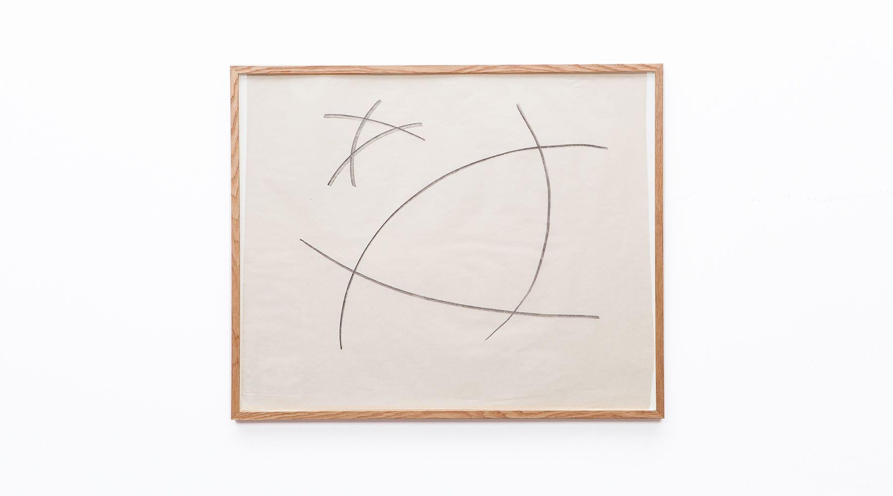 Drawing from German graphik-designer, photographer and painter Anton Stankowski. Choal on very fine, slightly tinted paper. The work is signed by the artist and comes in a high-quality wooden frame. Measures: H 66 / W 80.5 cm. It is available as a
