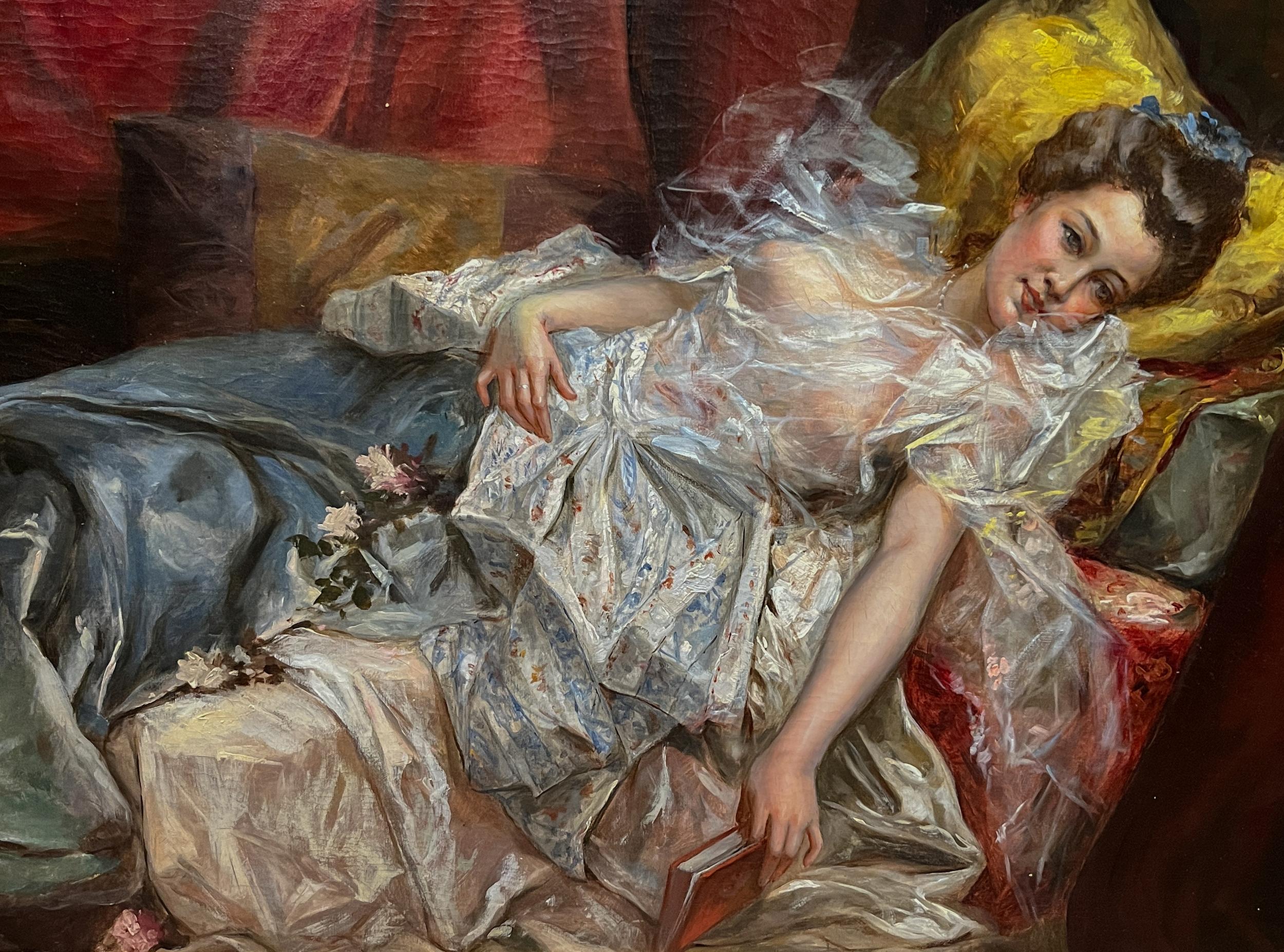 Anton Telser (Austria, 1861-1942) Donna in riposo in vendita 1