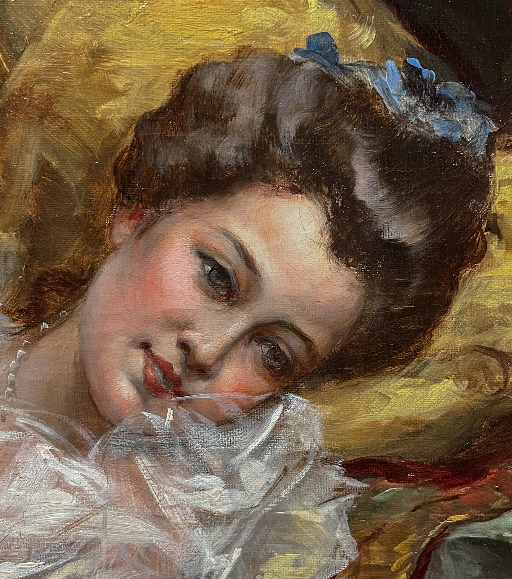 Anton Telser (Austria, 1861-1942) Donna in riposo in vendita 2