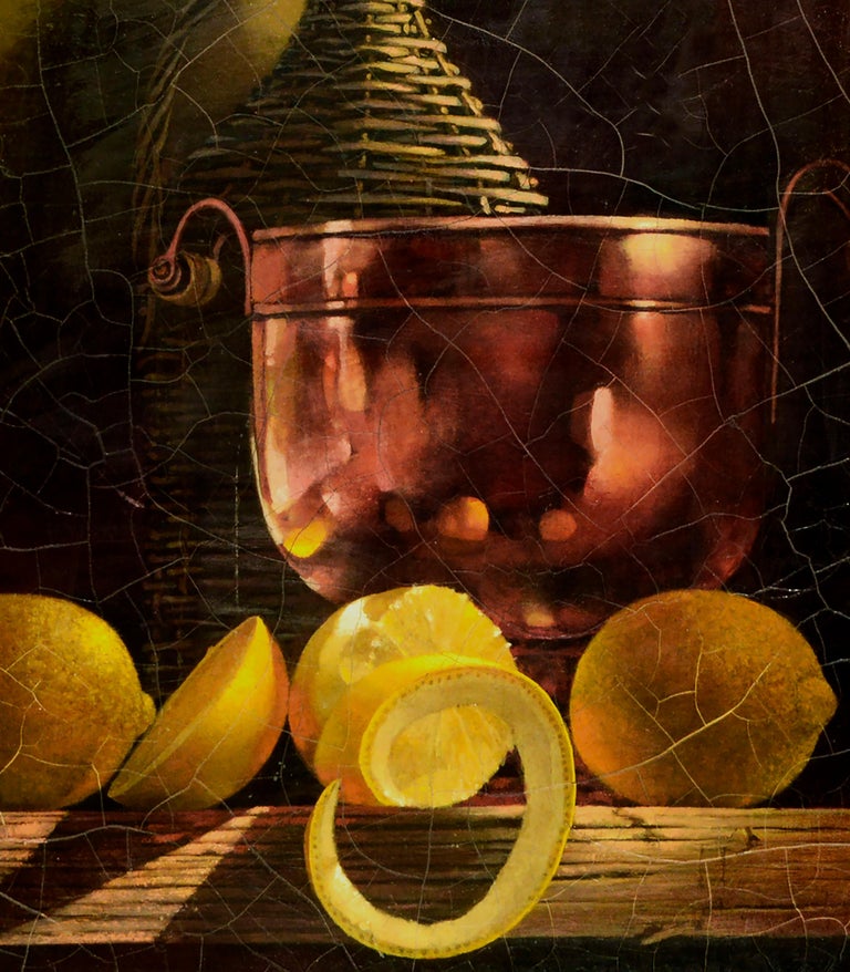 Mid Century Lemons & Copper Bowl Still Life  - Painting by Anton van Dalen