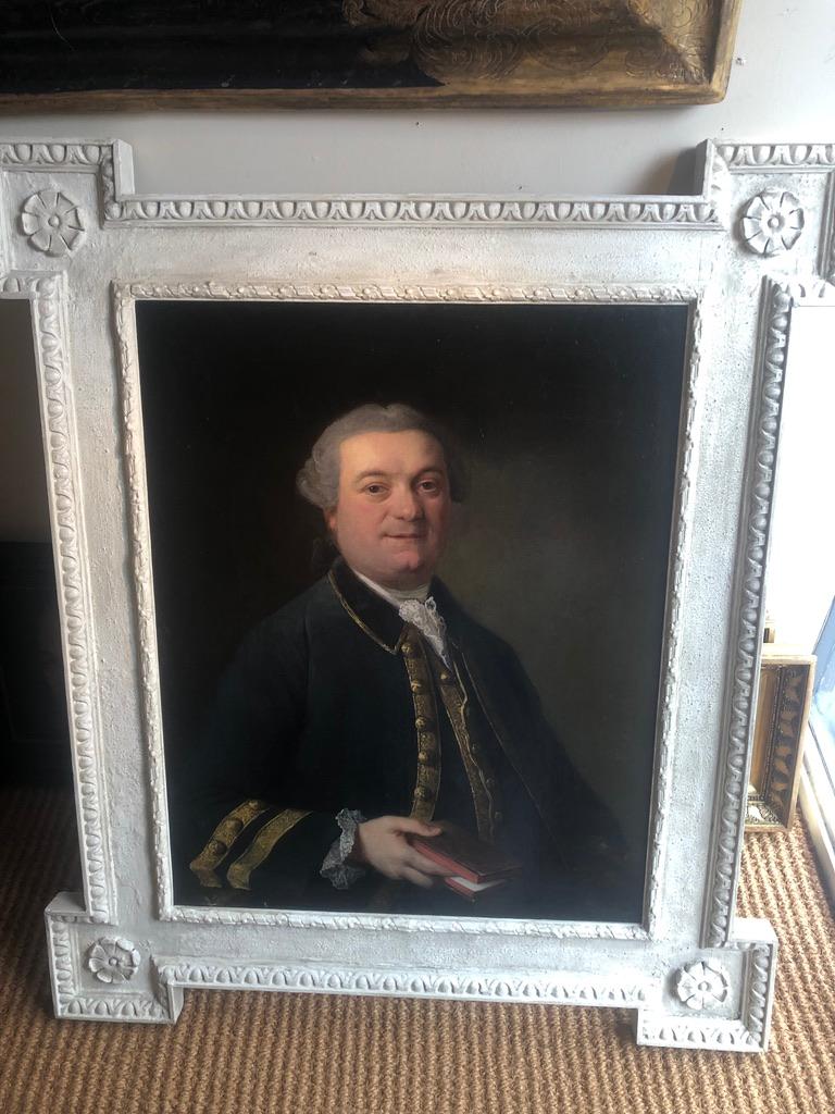 Elegant 18th Century Grand Tour Portrait in a Carved Kentian Frame - Painting by Anton von Maron