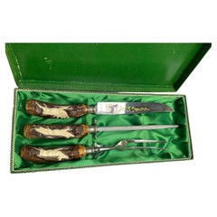 Anton Wingen Jr. “Othello” Stag Antler Carving Set in Original Case, Germany