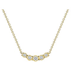 Five Stone Diamond Curve 14K Gold Pendant Necklace