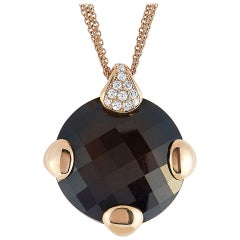Antonellis 18 Karat Gold 0.80 Carat Diamond and Brown Gemstone Pendant Necklace