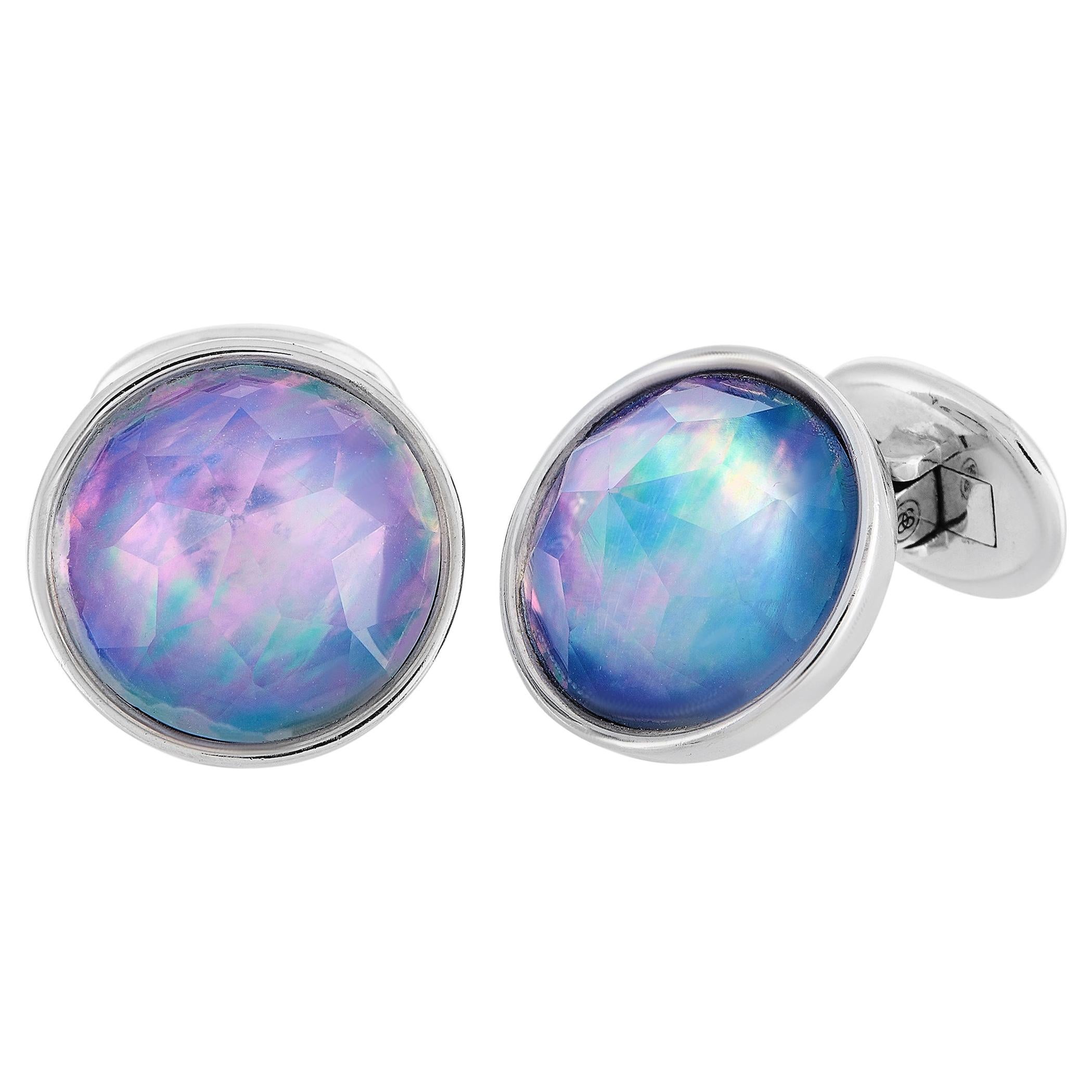 Antonellis 18 Karat White Gold and Mother of Pearl Cufflinks