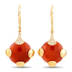 Antonellis 18K Rose Gold 0.11 ct Diamond and Carnelian Drop Earrings