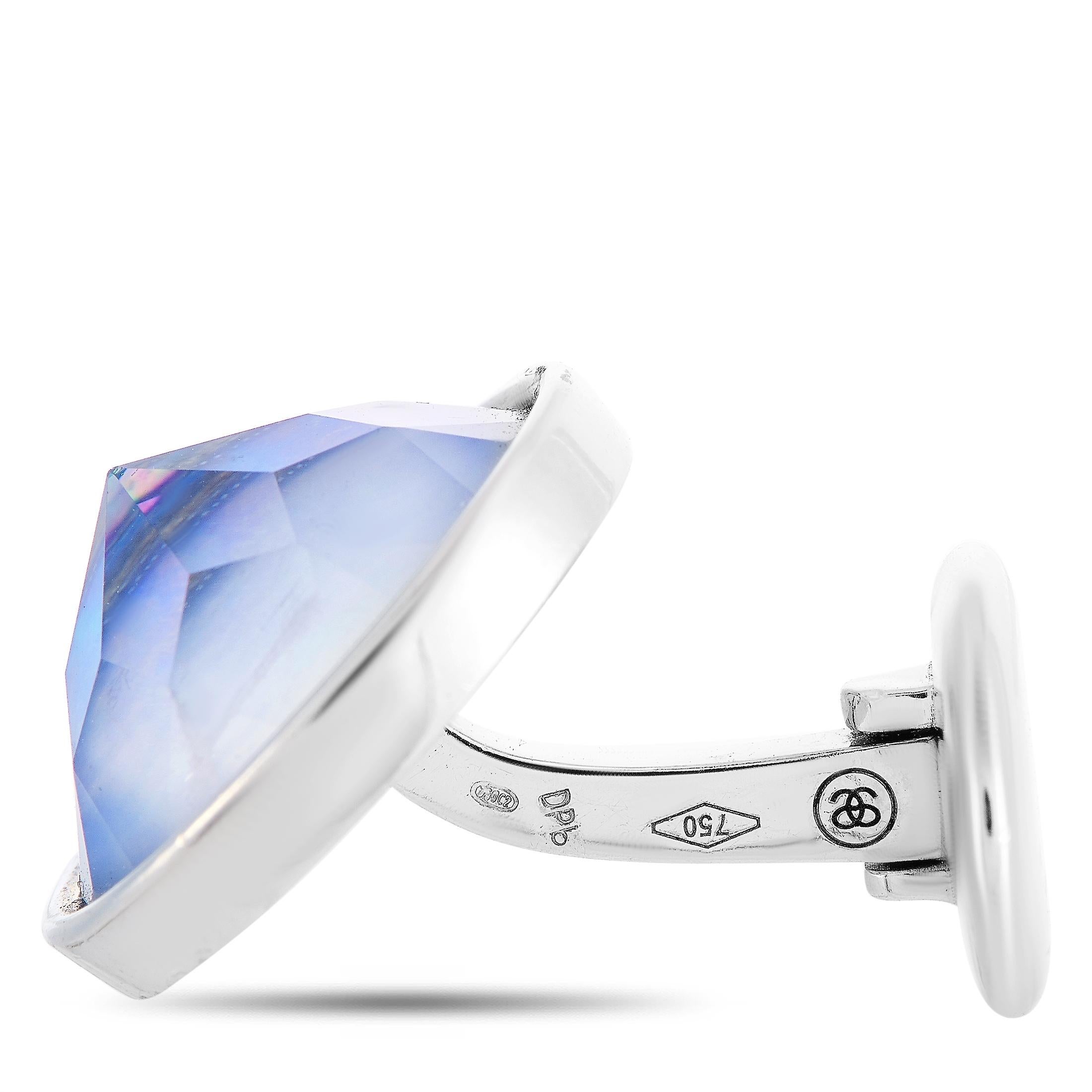 Men's Antonellis 18 Karat White Gold and Mother of Pearl Cufflinks