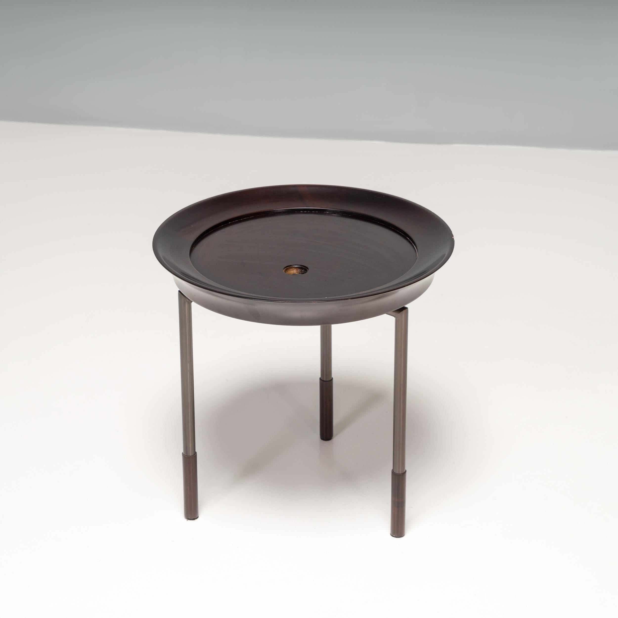 Italian Giorgetti by Antonello Mosca Athene Wooden Round Side Table