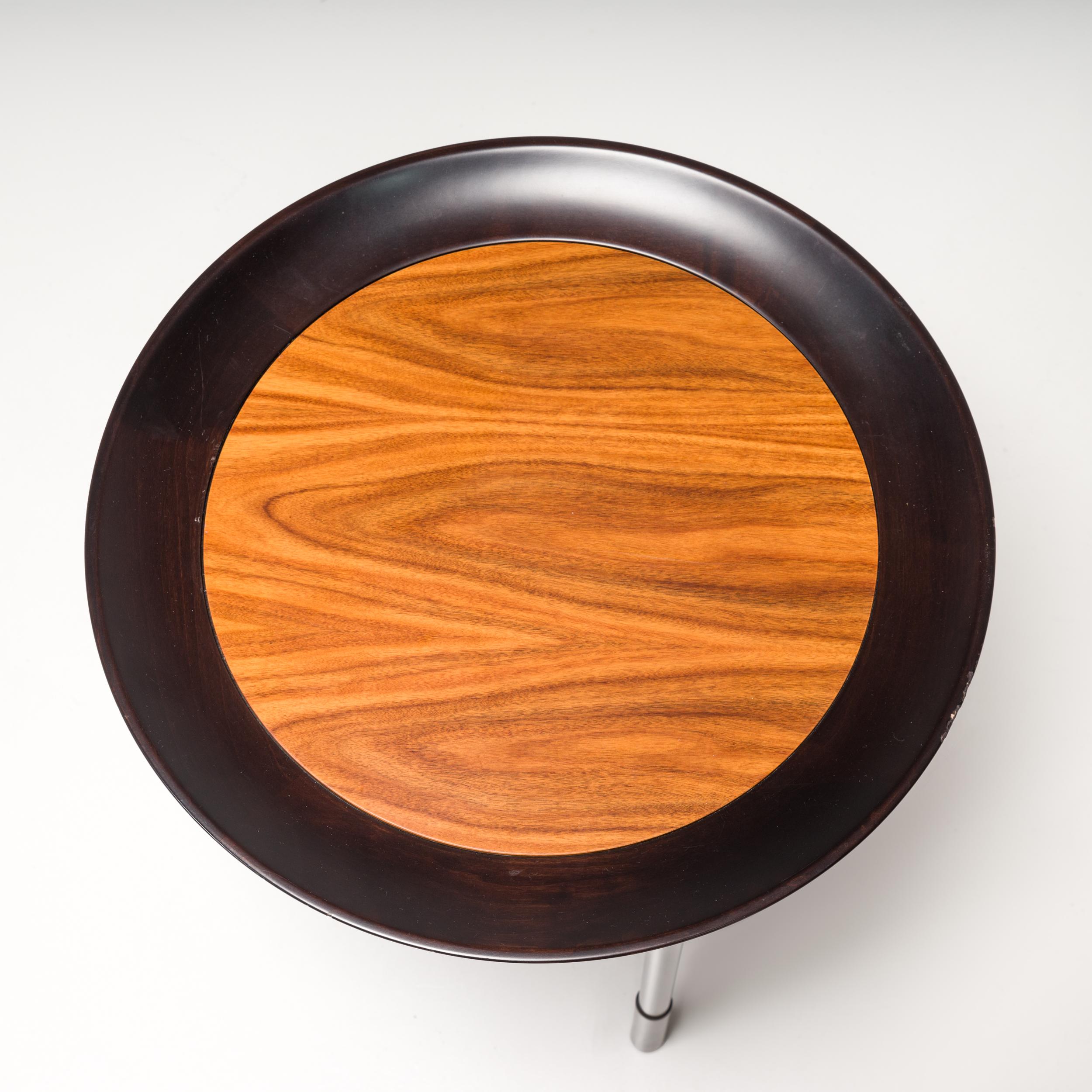 Giorgetti by Antonello Mosca Athene Wooden Round Side Table In Good Condition In Basildon, London