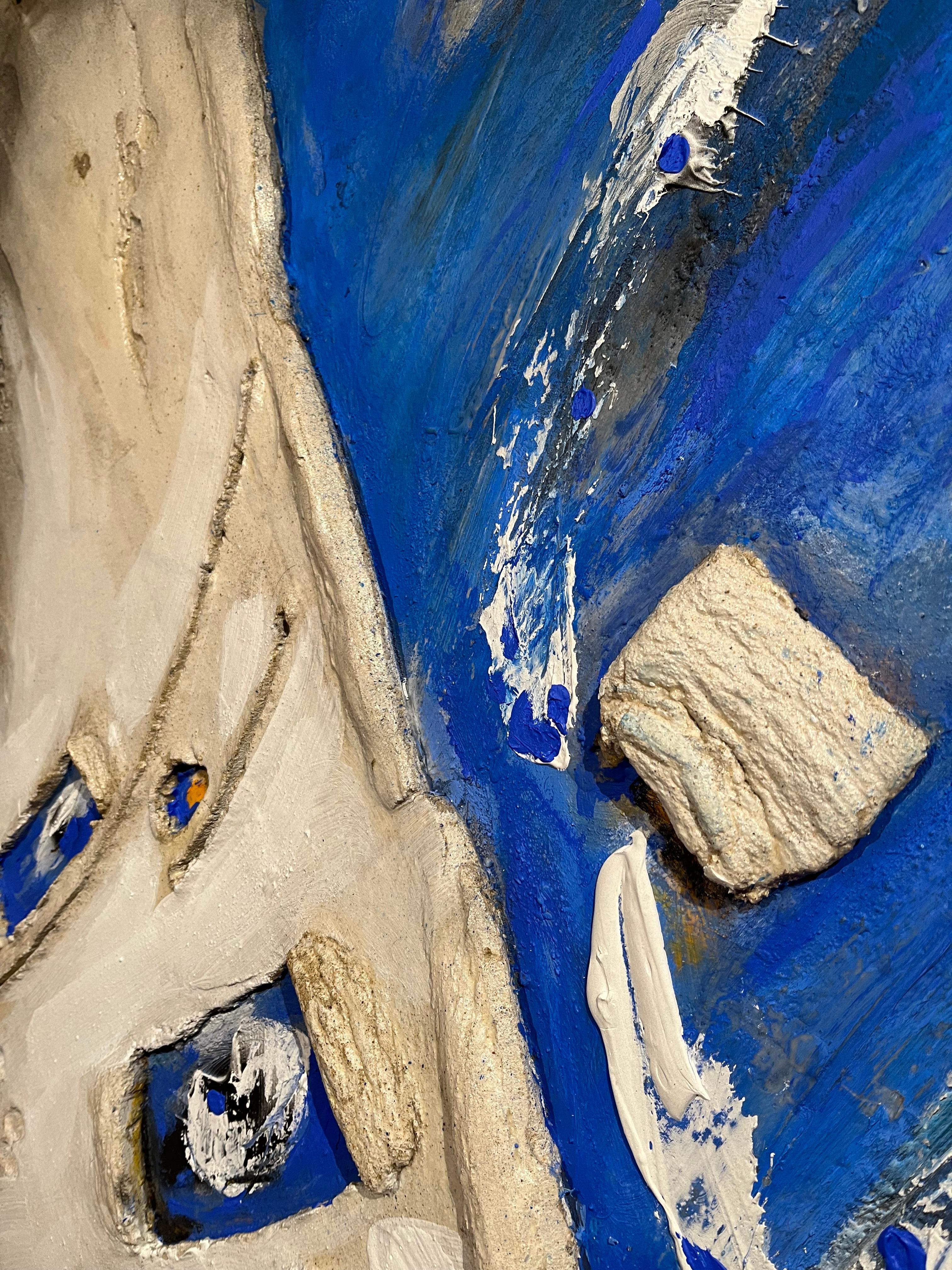 Großformatige abstrakte Malerei des spanischen Künstlers Antoni Amat (geb. 1960). Echoes in Blue (2025) entfaltet sich als leuchtende Erkundung von Klang und Materialität, bei der geschichtete Texturen und chromatische Tiefe Erinnerungen, Fluidität