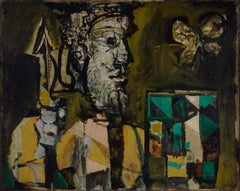 Antoni Clavé. Guerrier à la lance, vu de profil. 1955. Huile sur toile. 64,6 x 81 cm.