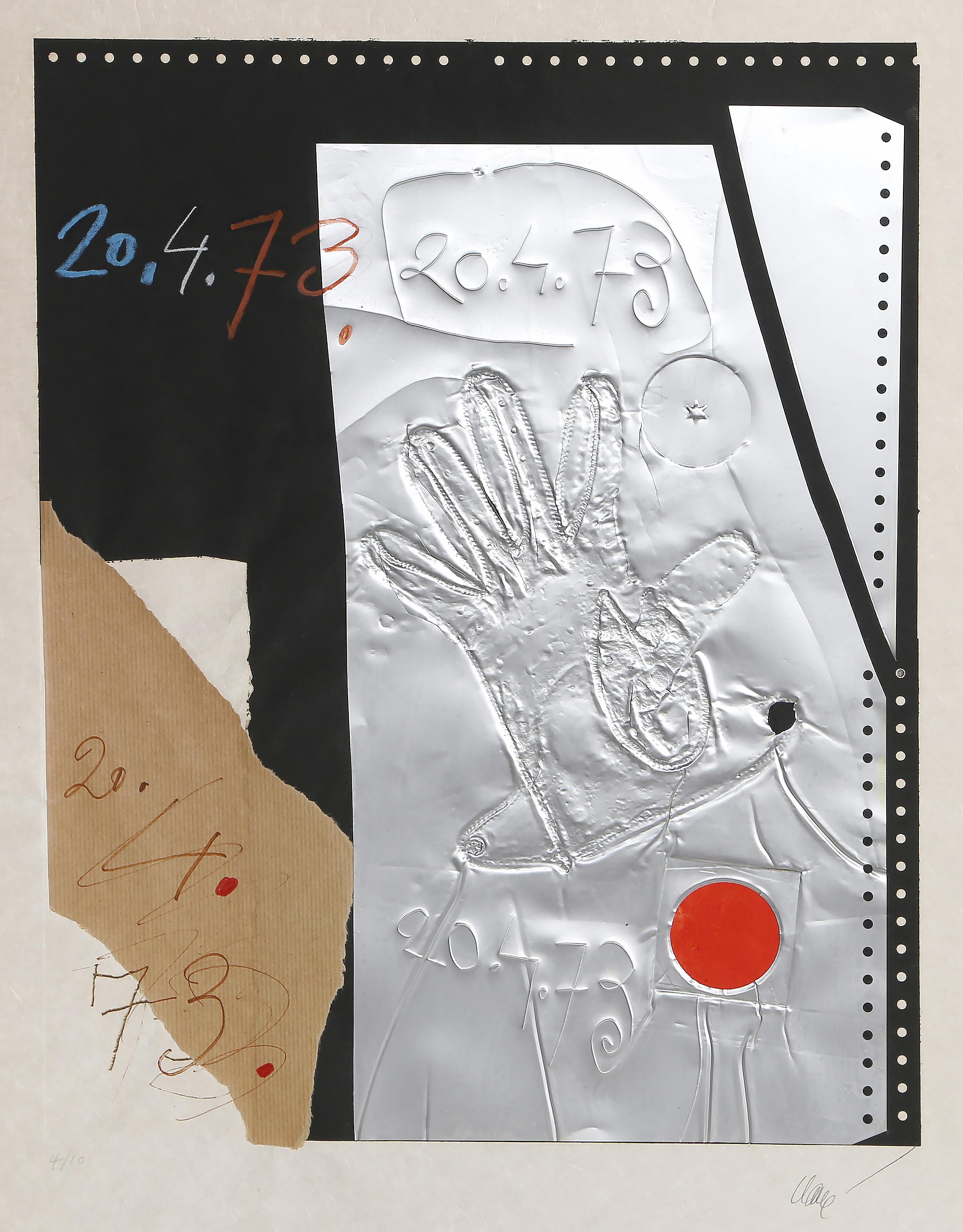 Antoni Clavé Abstract Print - Artist Hand, Abstract Expressionist Mixed Media Print by Antoni Clave