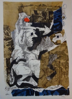 Vintage Man and Monkey - Original lithograph - Handsigned - 1966