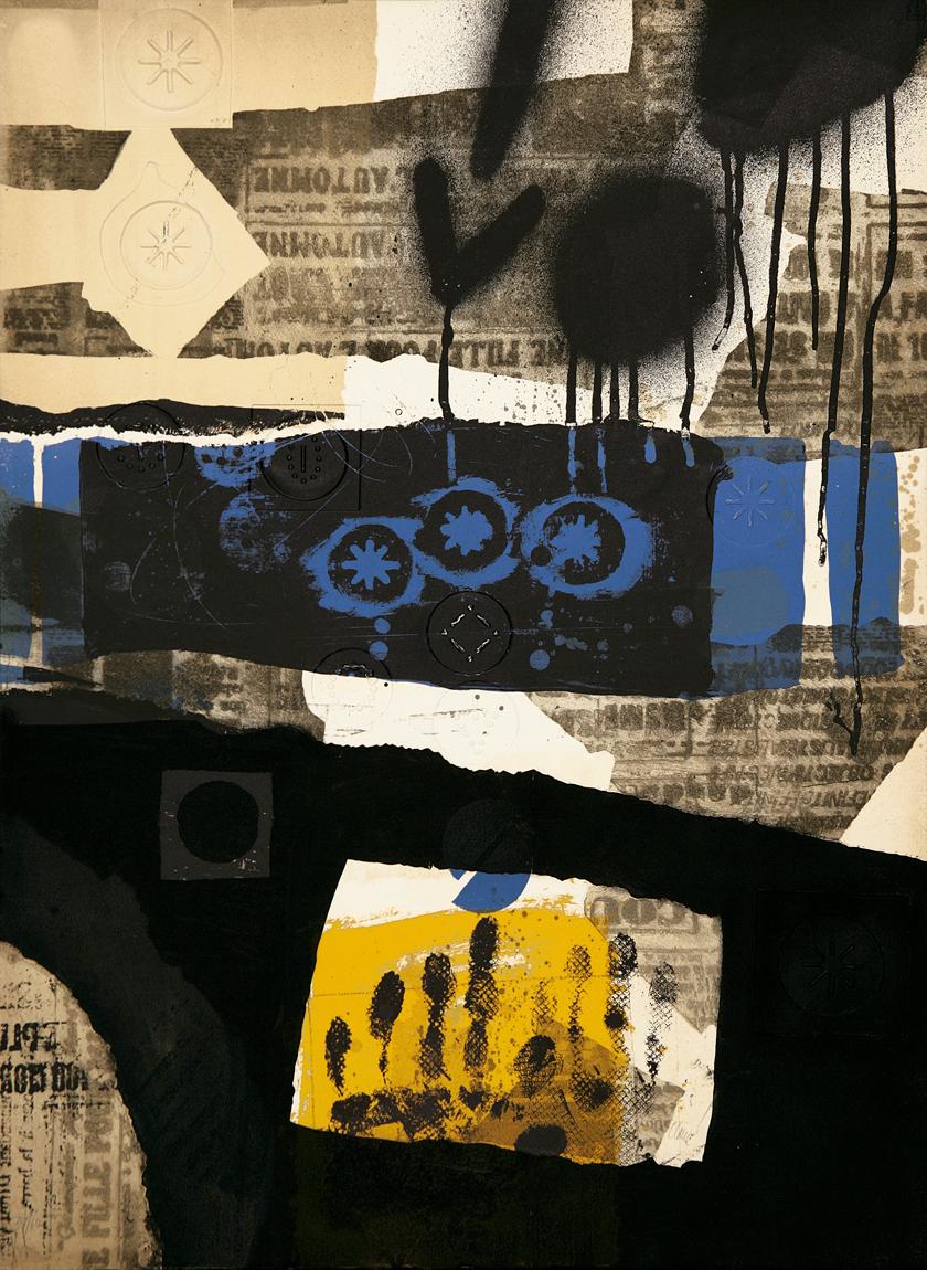 Abstract Print Antoni Clavé - Sans titre par Antoni Clav, noir, bleu, jaune, abstrait