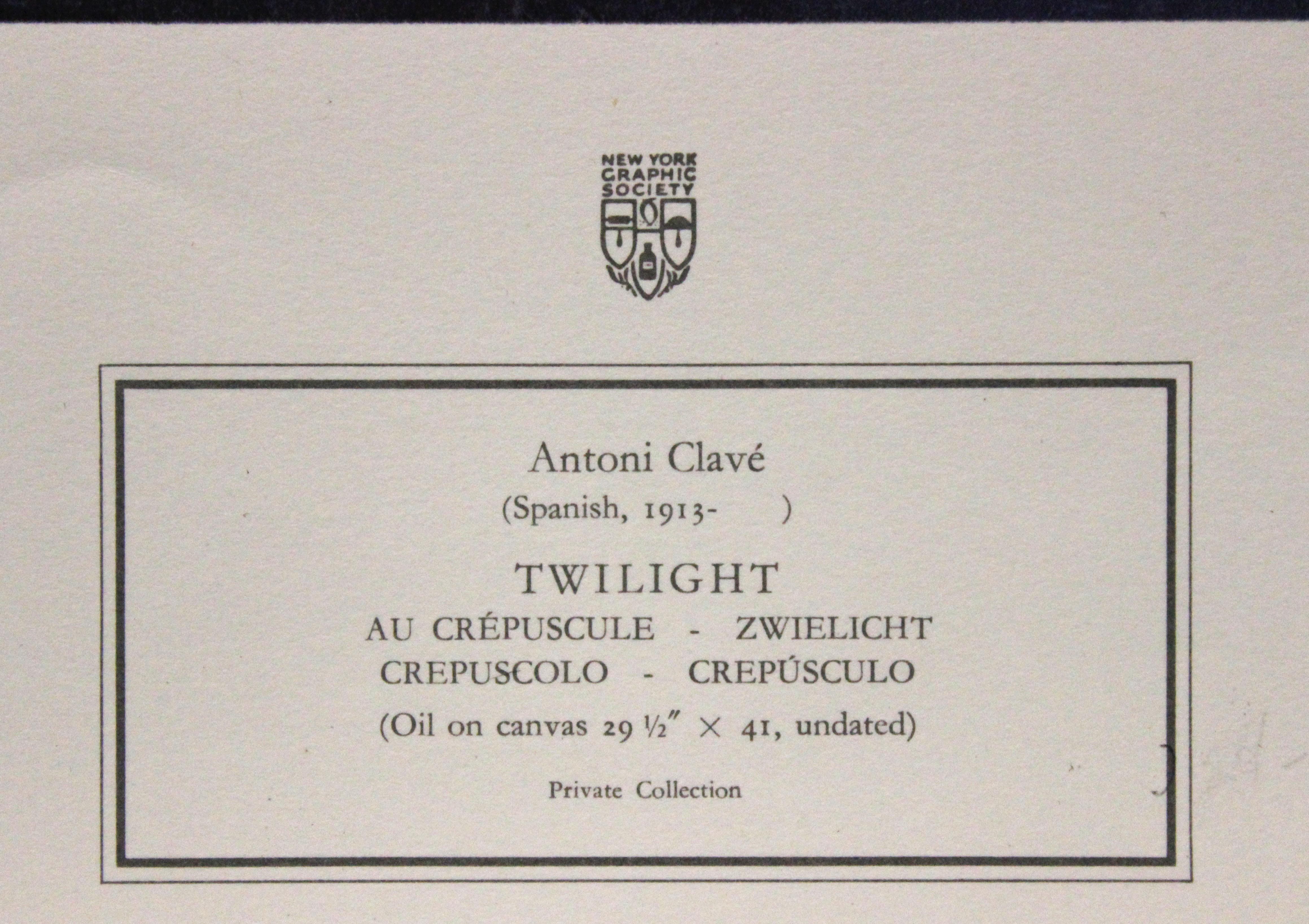 Affiche de Twilight-Poster, New York Graphic Society. Imprimé en Suisse.  - Print de Antoni Clavé