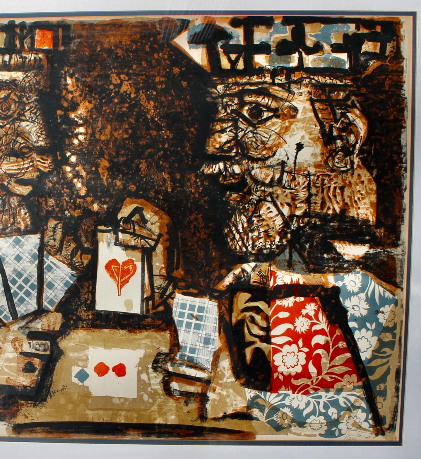 Antoni Clave (1913-2005) „The Game of Cards“ Lithographie 1956 im Angebot 2