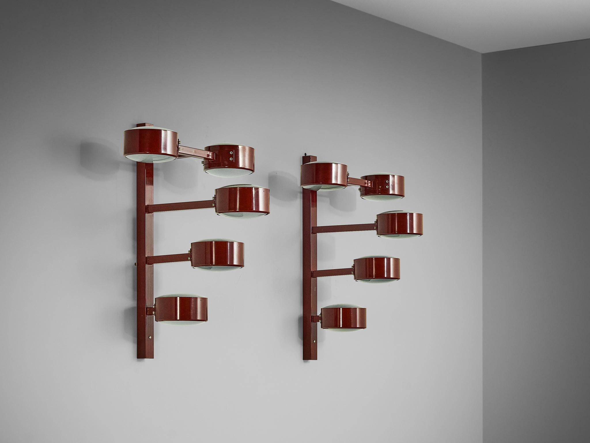 Antoni de Moragas i Gallissà Cascade Wall Lights in Burgundy Coated Iron 3