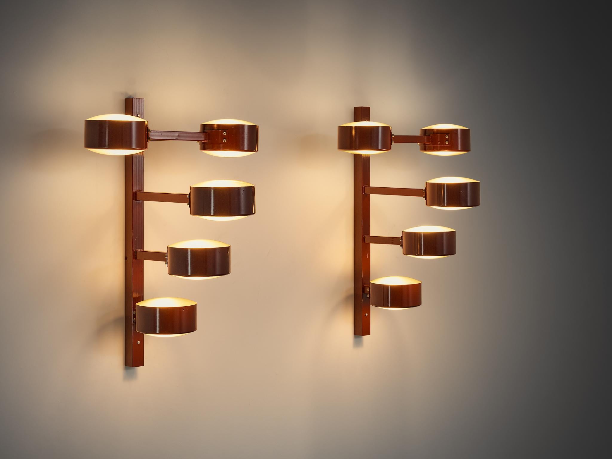 Antoni de Moragas i Gallissà Cascade Wall Lights in Burgundy Coated Iron 2