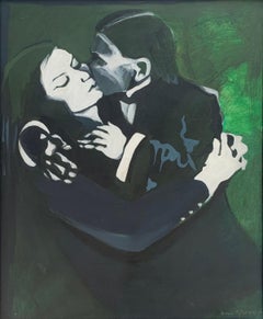 A kiss. Figurative Acrylic Painting, Photo inspired, Polish art classic