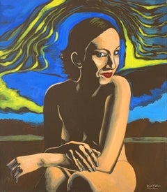 Magda- a smile. Figurative Acrylic Painting, Female nude, Polish art classic
