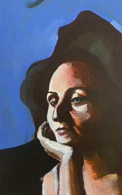 Medusa's head. Figurative Acrylic Painting, Female portrait, Polish art classic