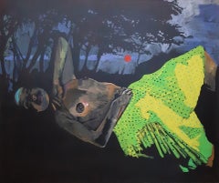 Gelber gelber Rock - Akt Zeitgenössische figurative Acrylmalerei, polnische Kunst