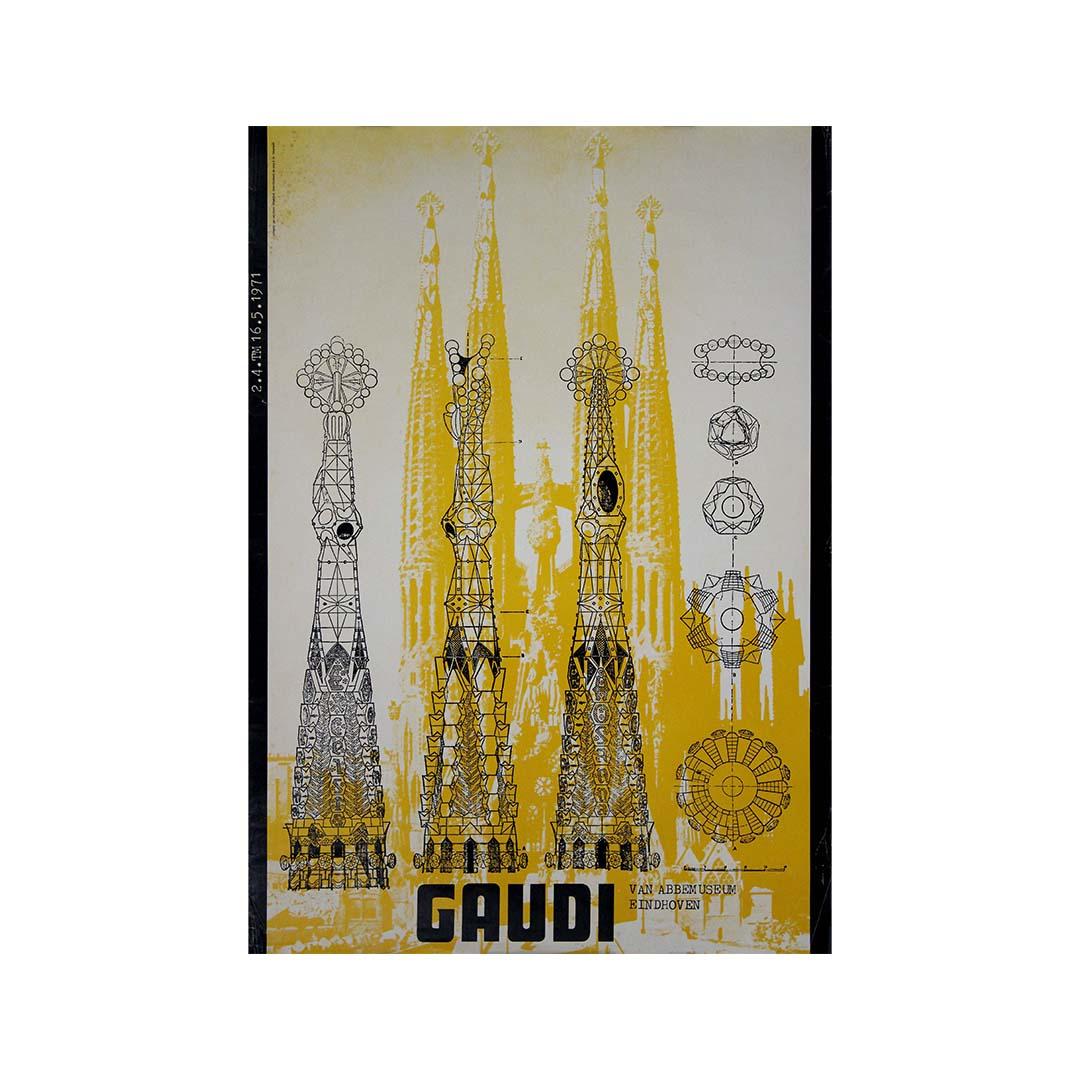 1971 exhibition poster for Antoni Gaudí at the Van Abbemuseum in Eindhoven For Sale 3