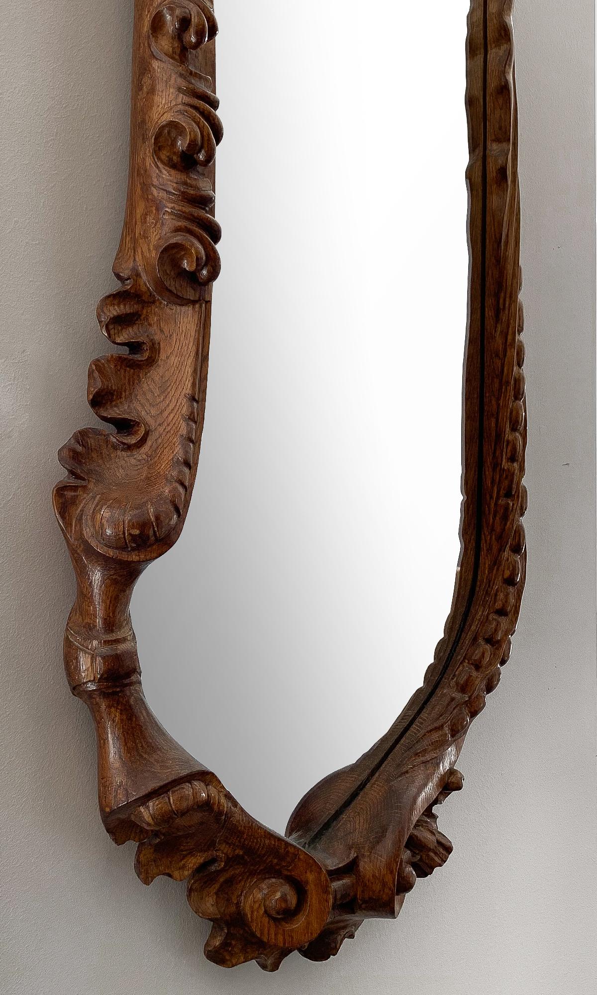 Antoni Gaudí Calvet Carved Oak Wall Mirror 2