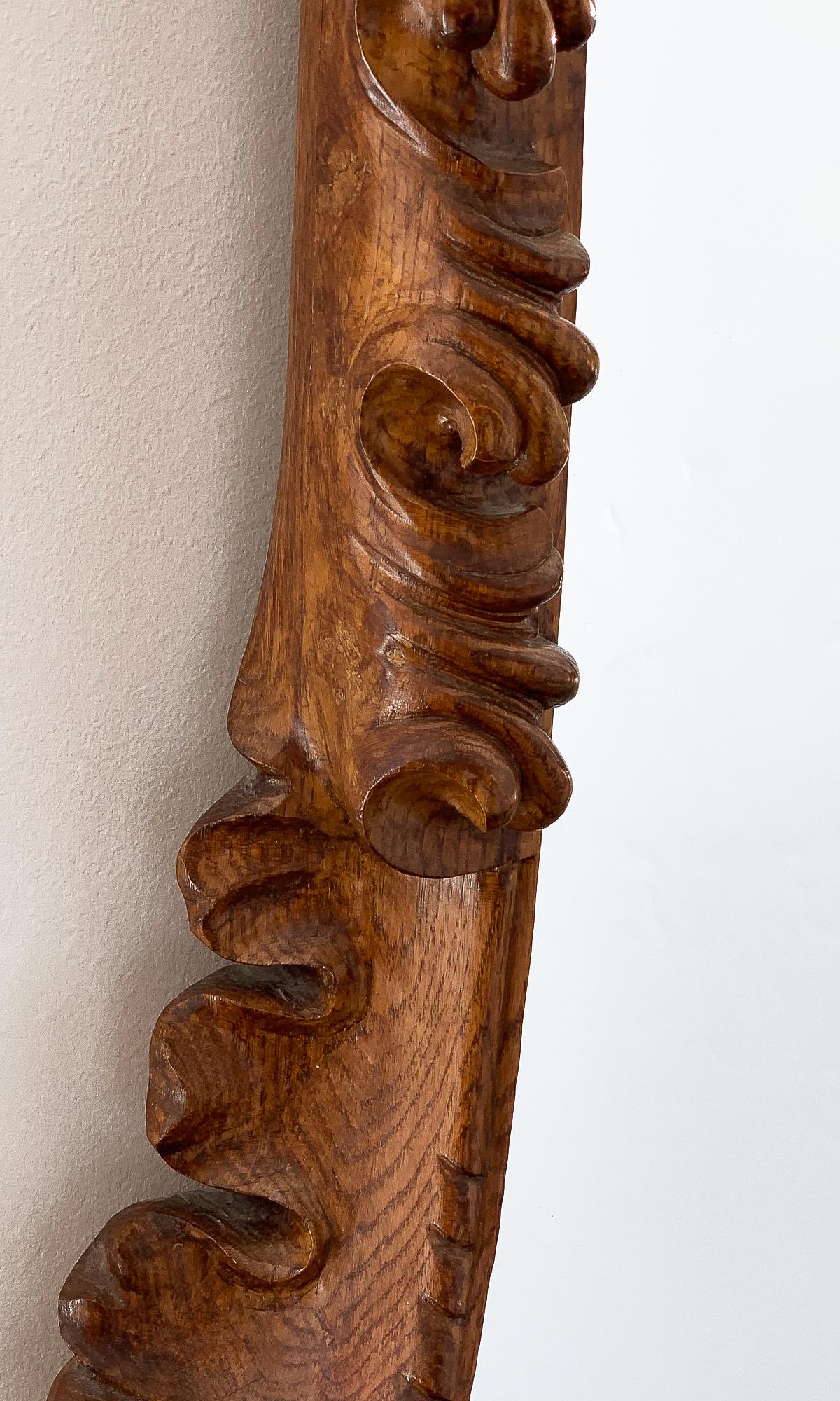 Art Nouveau Antoni Gaudí Calvet Carved Oak Wall Mirror