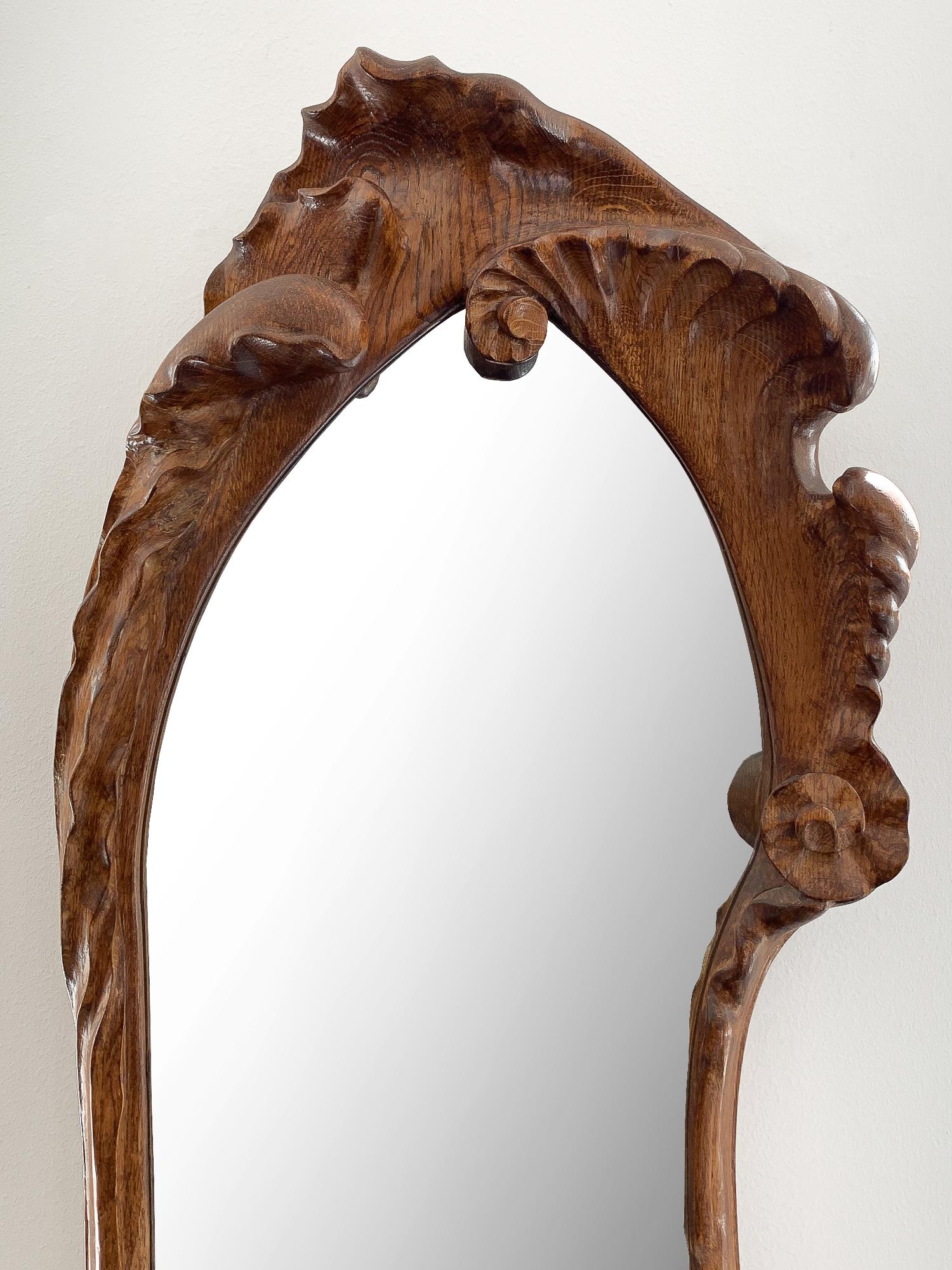 Antoni Gaudí Calvet Carved Oak Wall Mirror 1