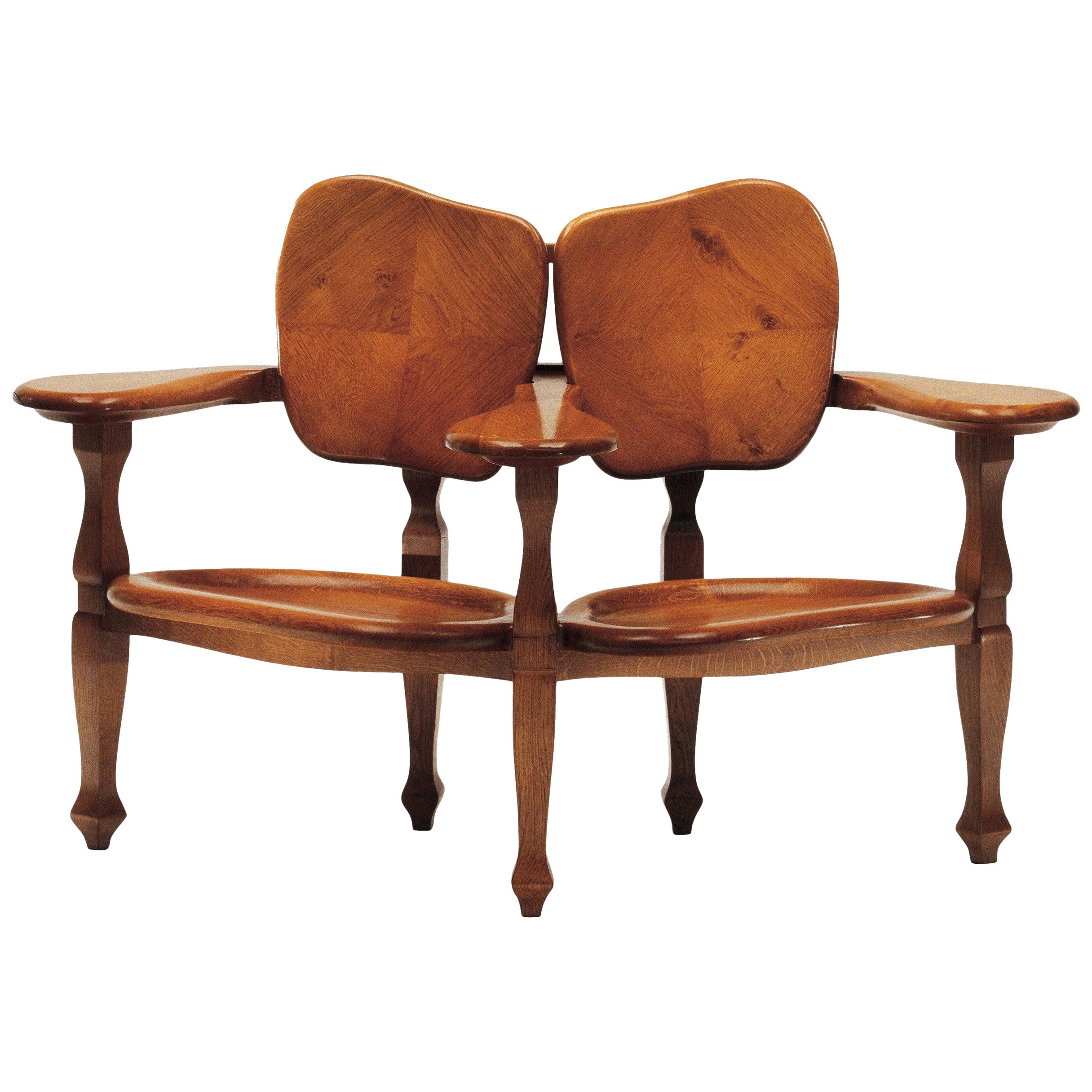 Antoni Gaudi Casa Batlló Bench Manufactured by BD in Solid Varnished Oak For Sale