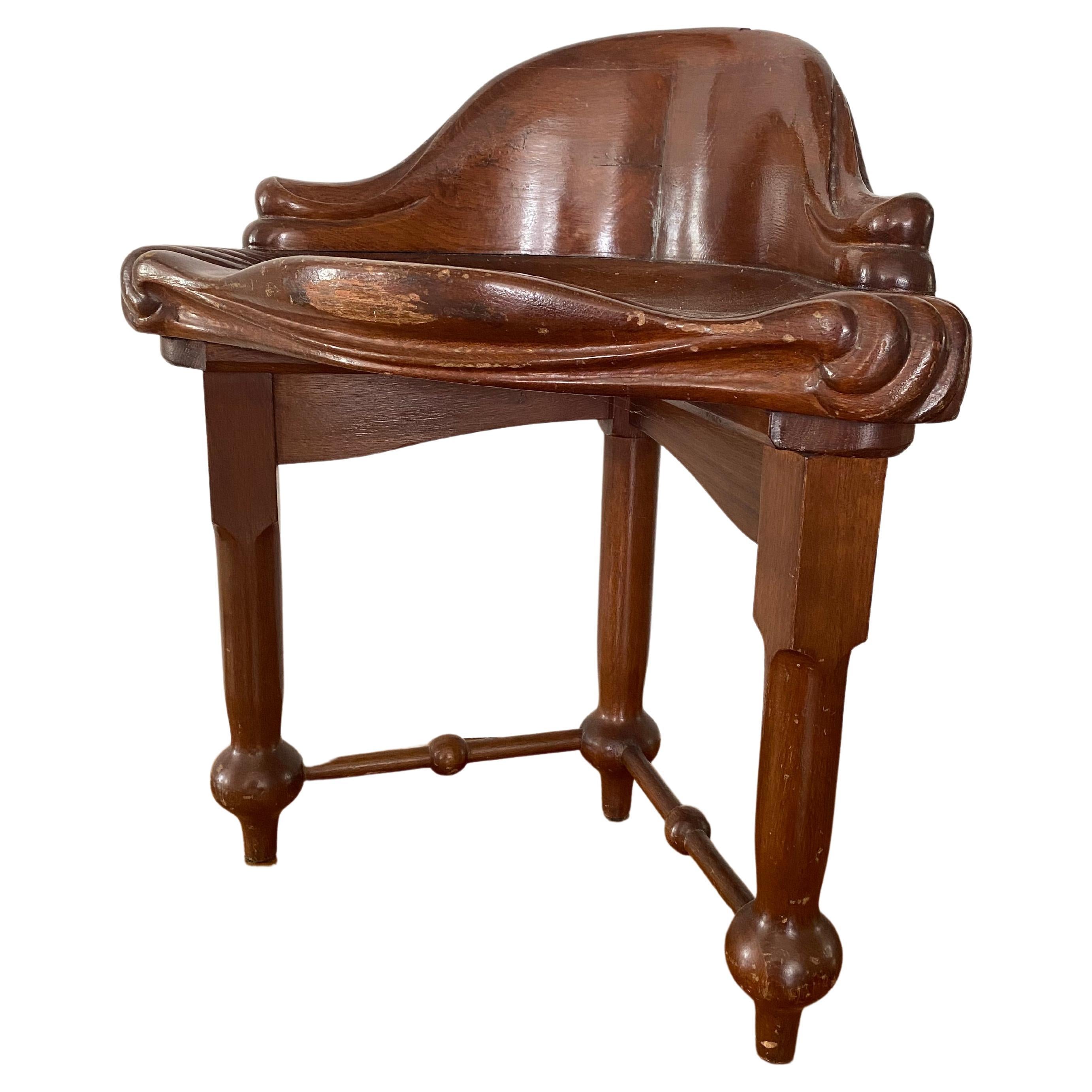 Antoni Gaudi Casa Calvet Stool Vanity Chair BD Barcelona Re Edition Mahogany For Sale