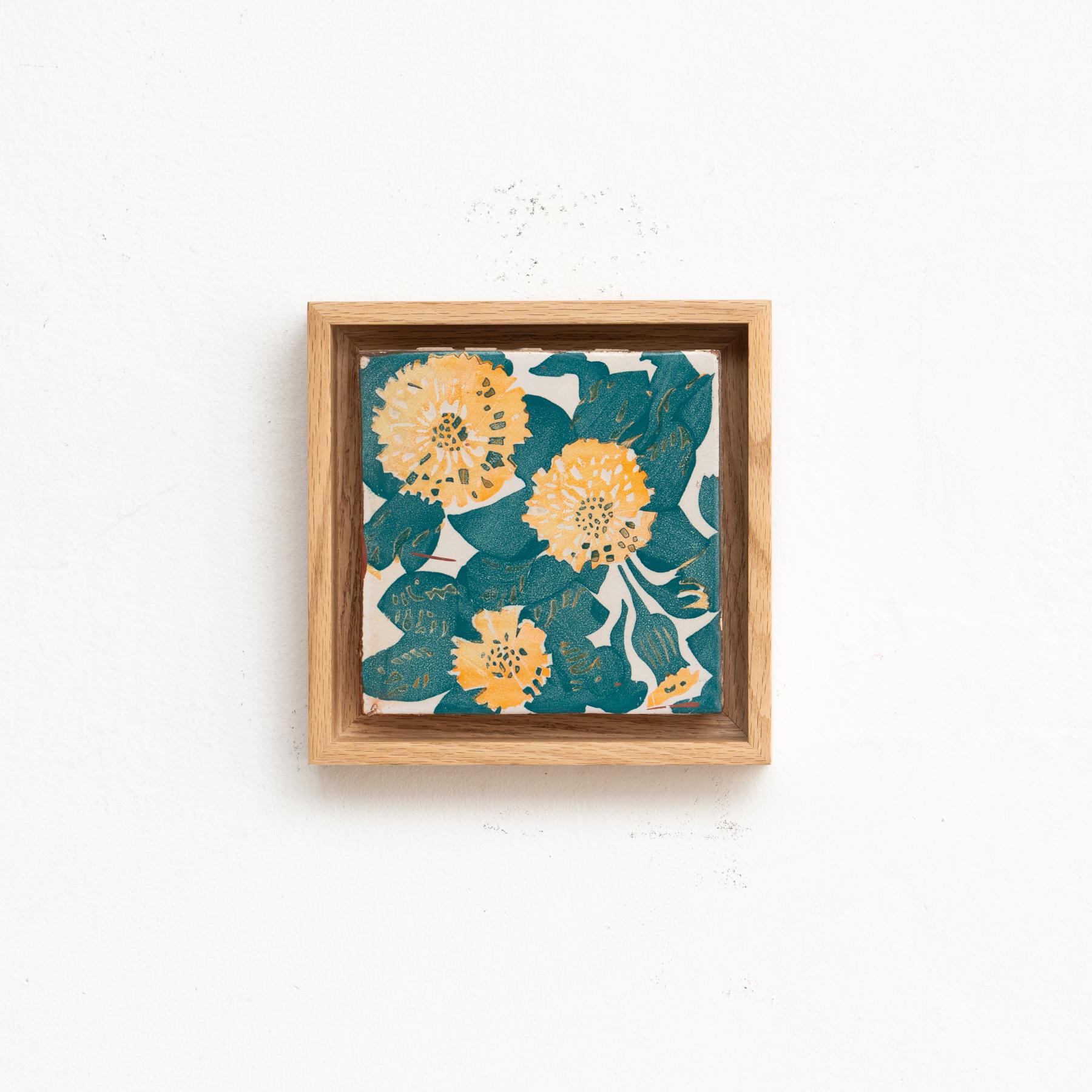 Antoni Gaudi Decorative Ceramic Spanish Tile of Casa Vicens, circa 1940

Decorative ceramic tile by Antoni Gaudi, inspired by the marigold and dianthus motifs on the decorative ceramic tiles he designed for the facade of Casa Vicens, which