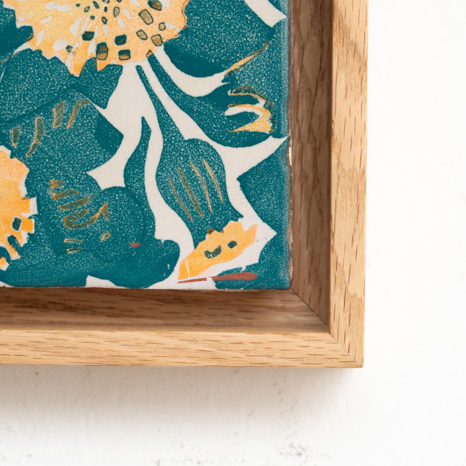 Paper Antoni Gaudi Decorative Ceramic Spanish Tile of Casa Vicens, circa 1940 For Sale