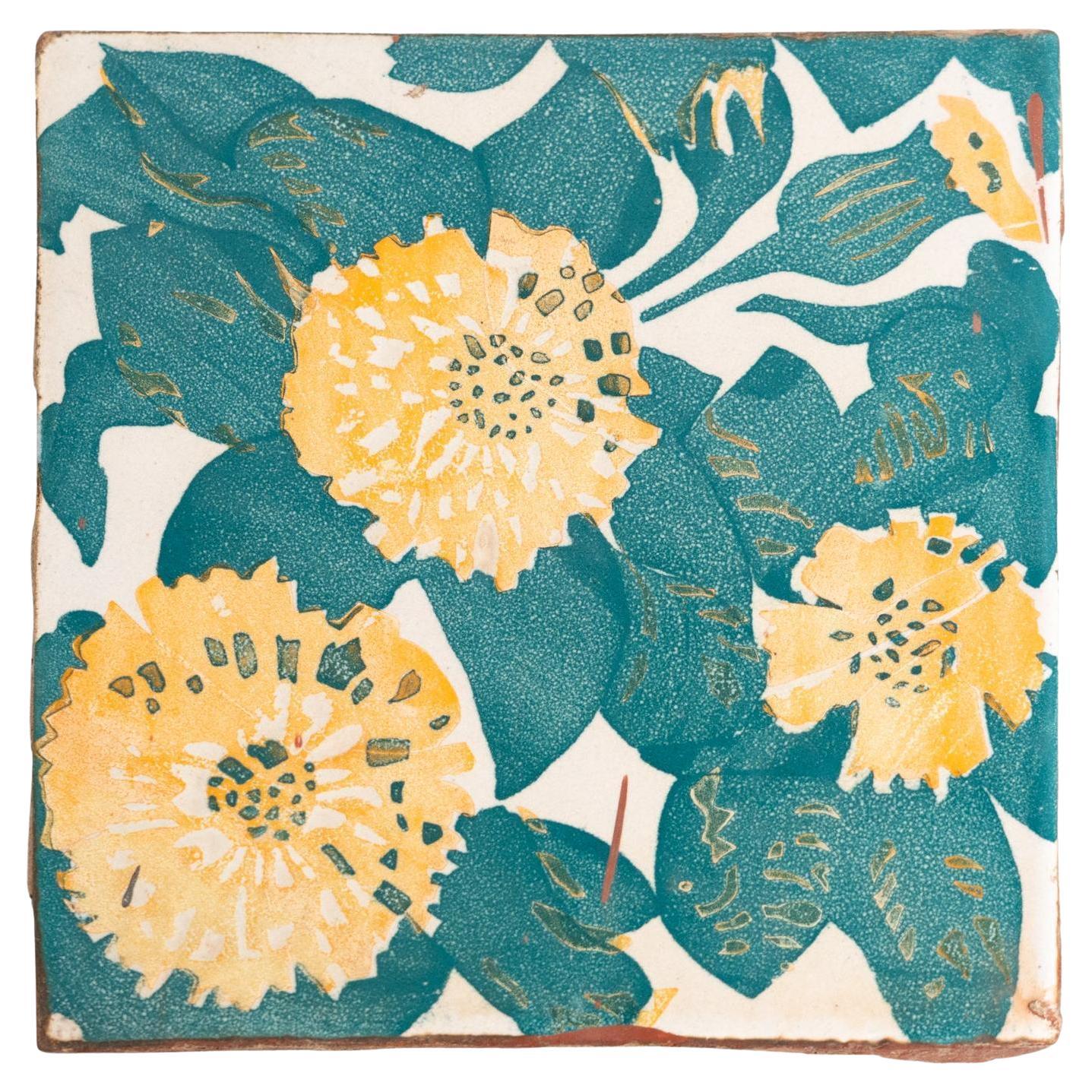 Antoni Gaudi Decorative Ceramic Spanish Tile of Casa Vicens For Sale