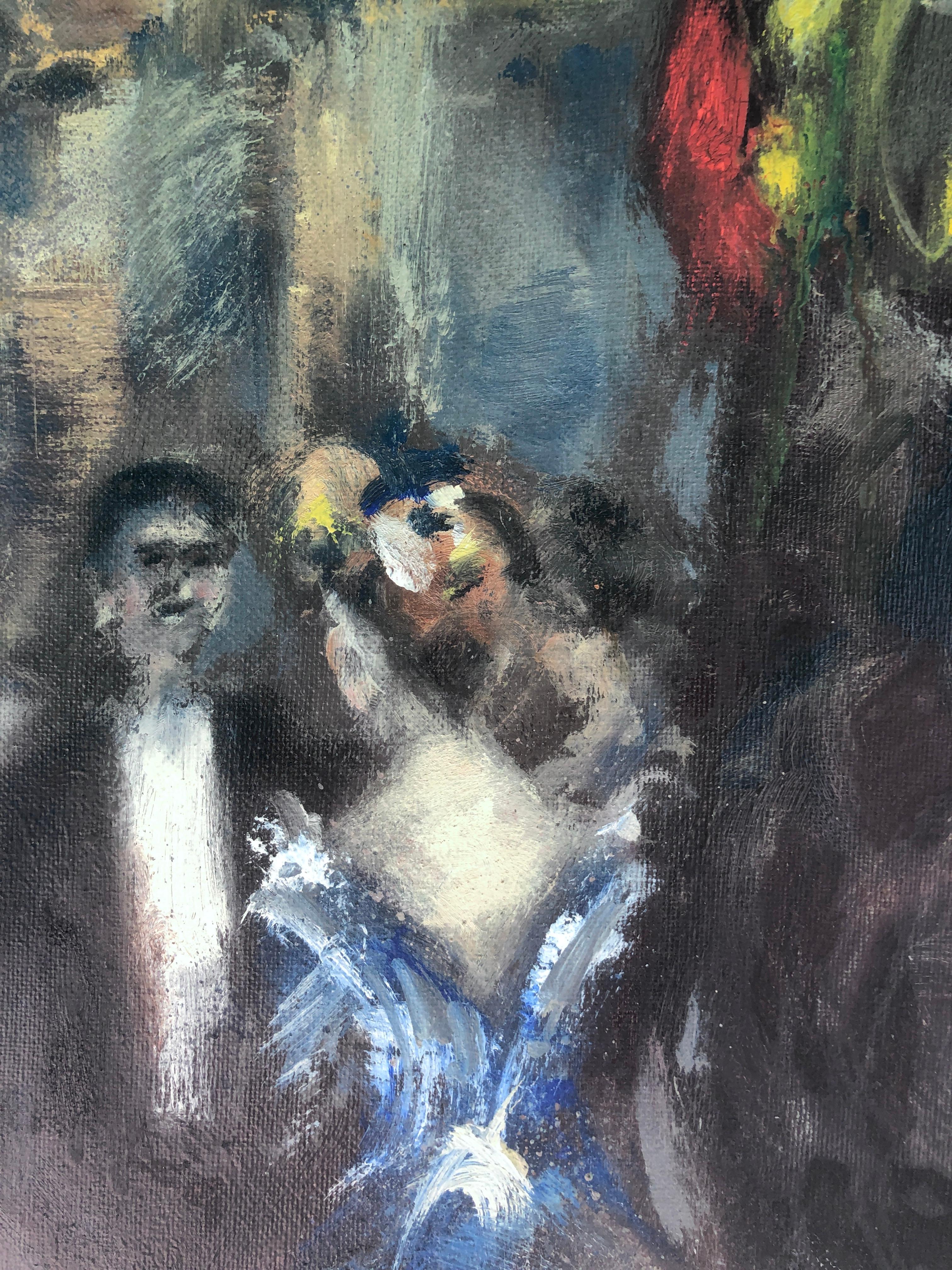 Masquerade oil on canvas painting Venezia - Black Interior Painting by Antoni Granja Llobet