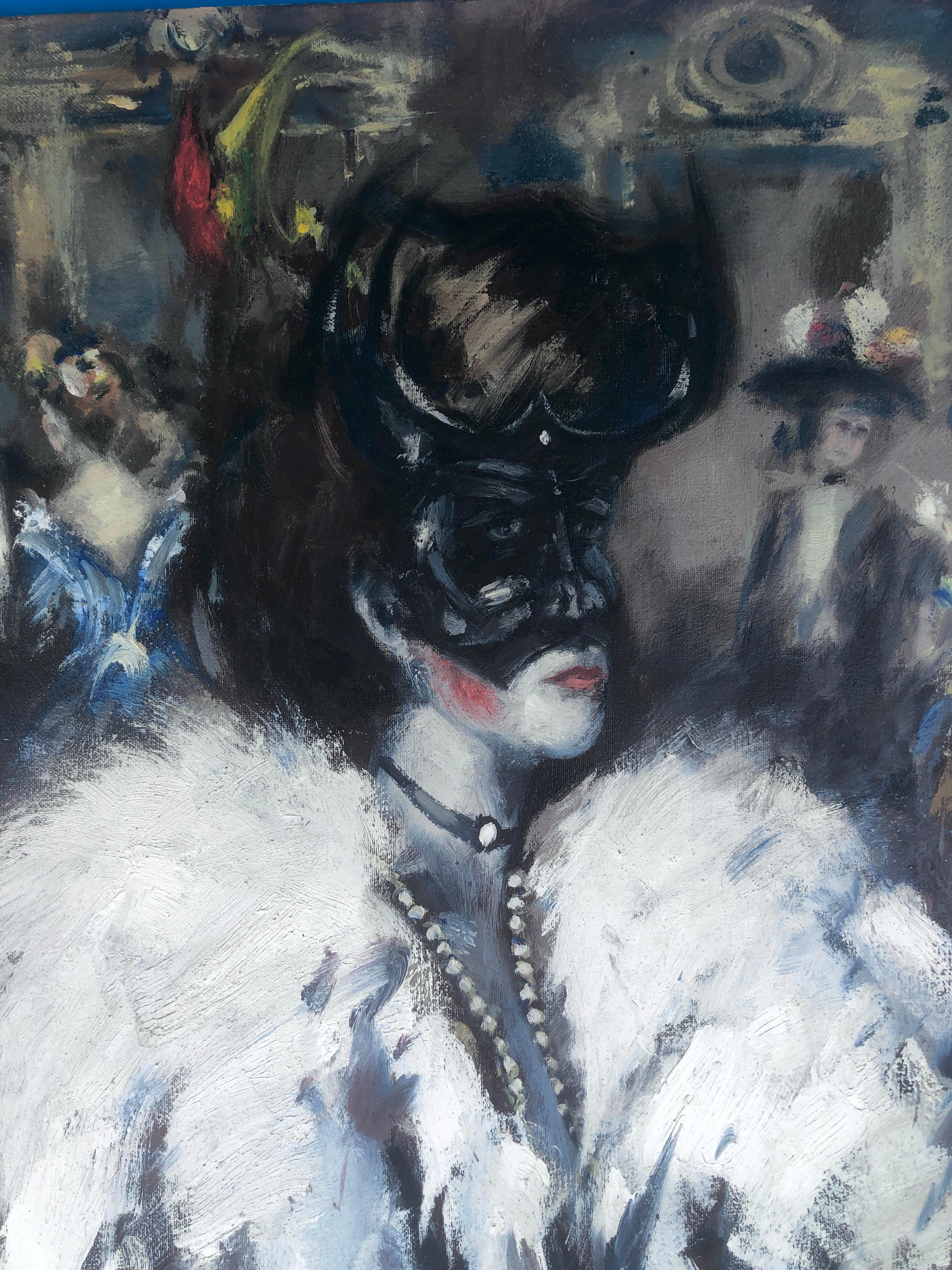 Masquerade Ölgemälde auf Leinwand Gemälde Venezia im Angebot 2