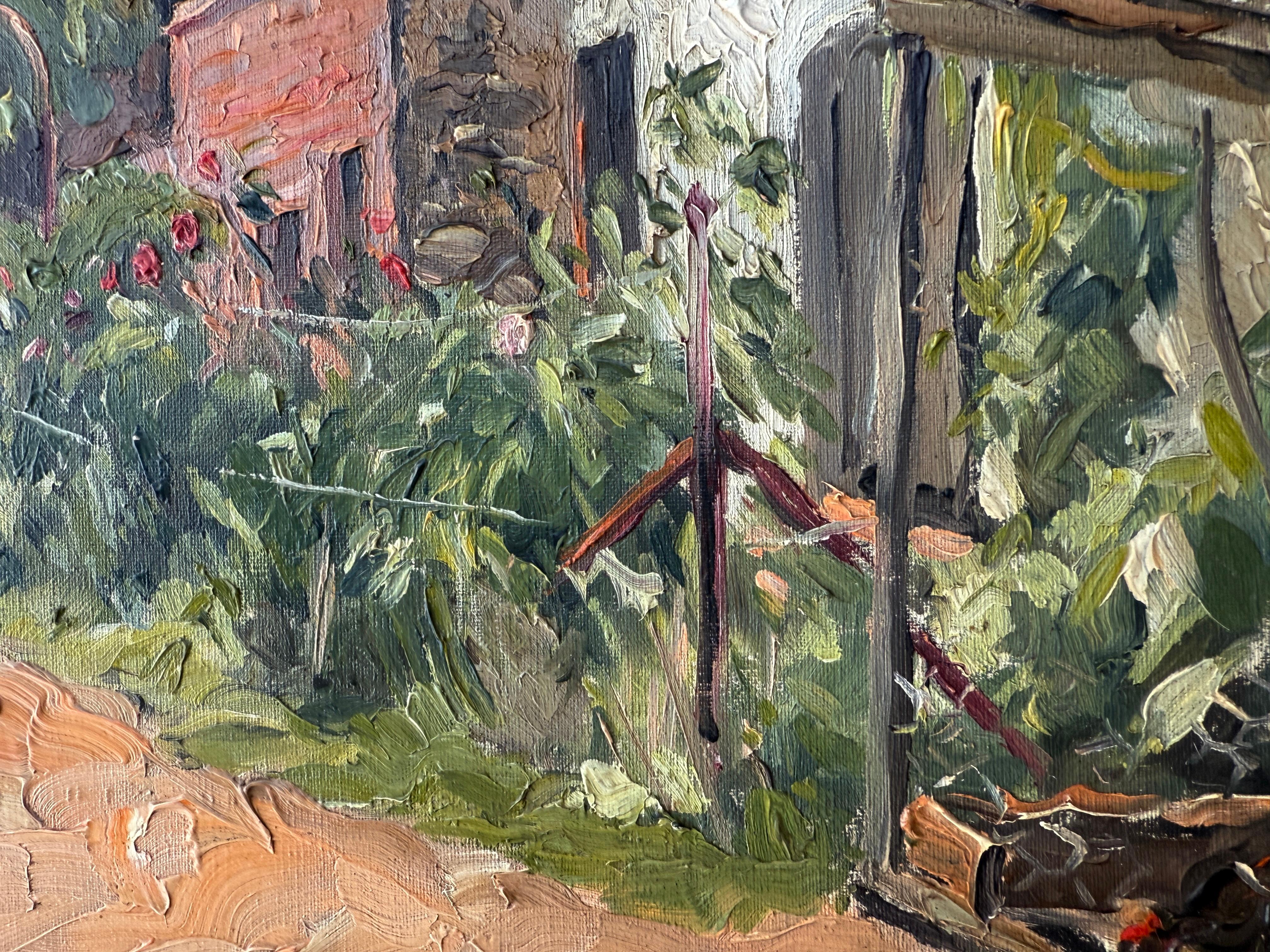 Angolo di Horta Barcellona Spagna olio su tela pittura paesaggio spagnolo - Painting Impressionismo di Antoni Llobet Aracil
