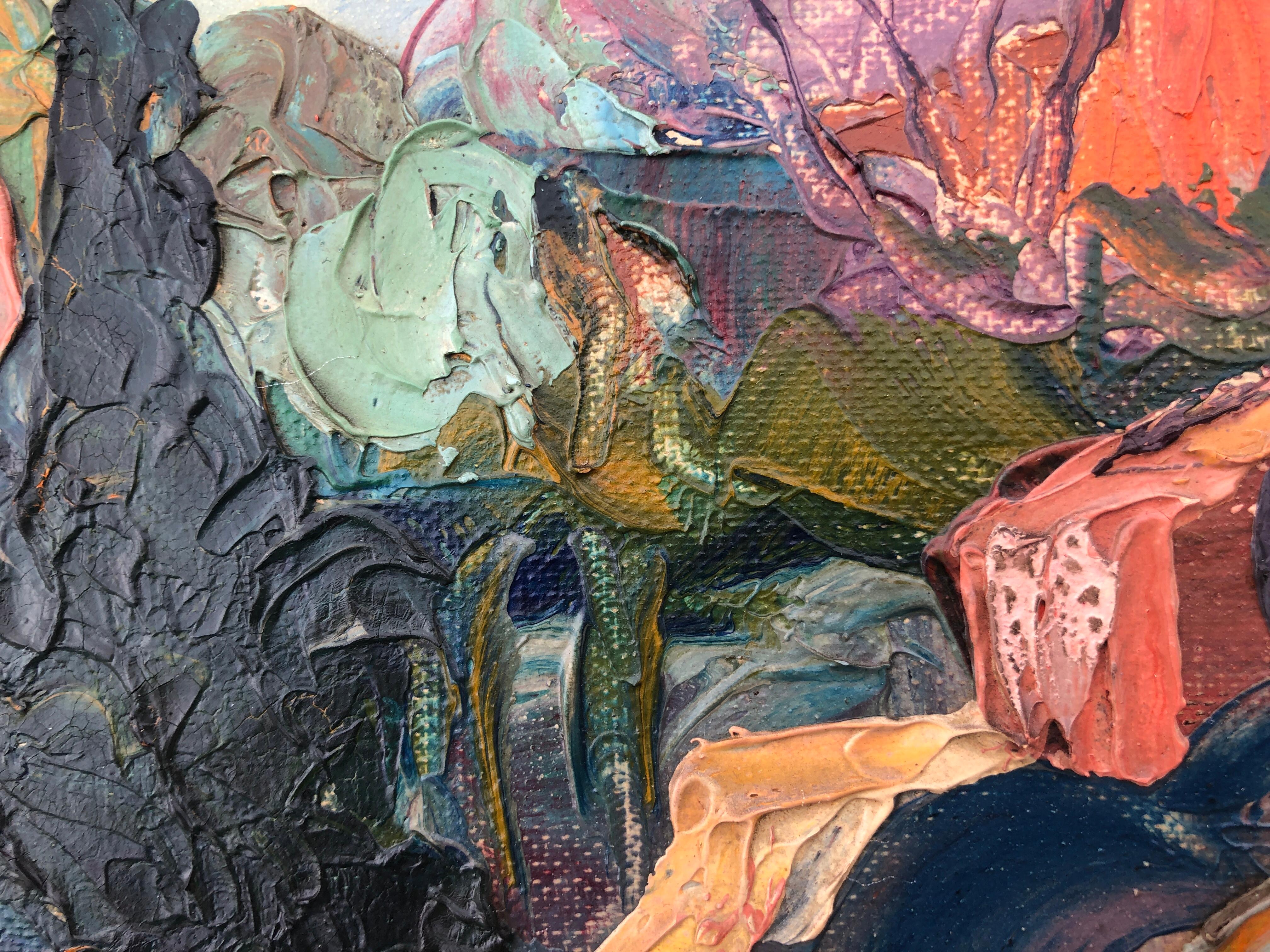 Paysage en mouvement huile sur toile peinture de ville méditerranéenne espagnole 1