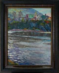 Mediterranean Coastal Landscape, Oil on Canvas, 1950s, 61x46 cm