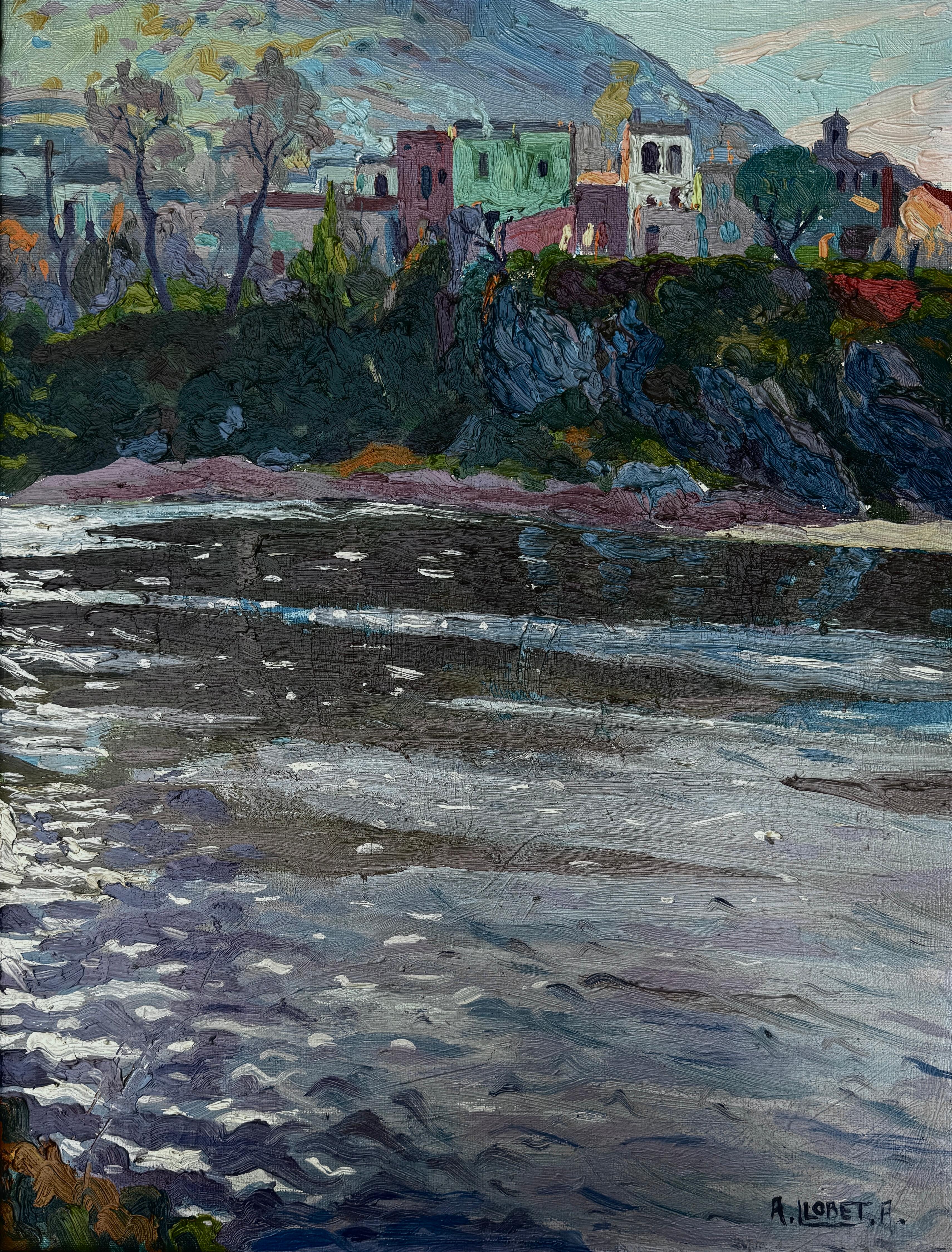 Mediterranean Coastal Landscape oil on canvas painting european art