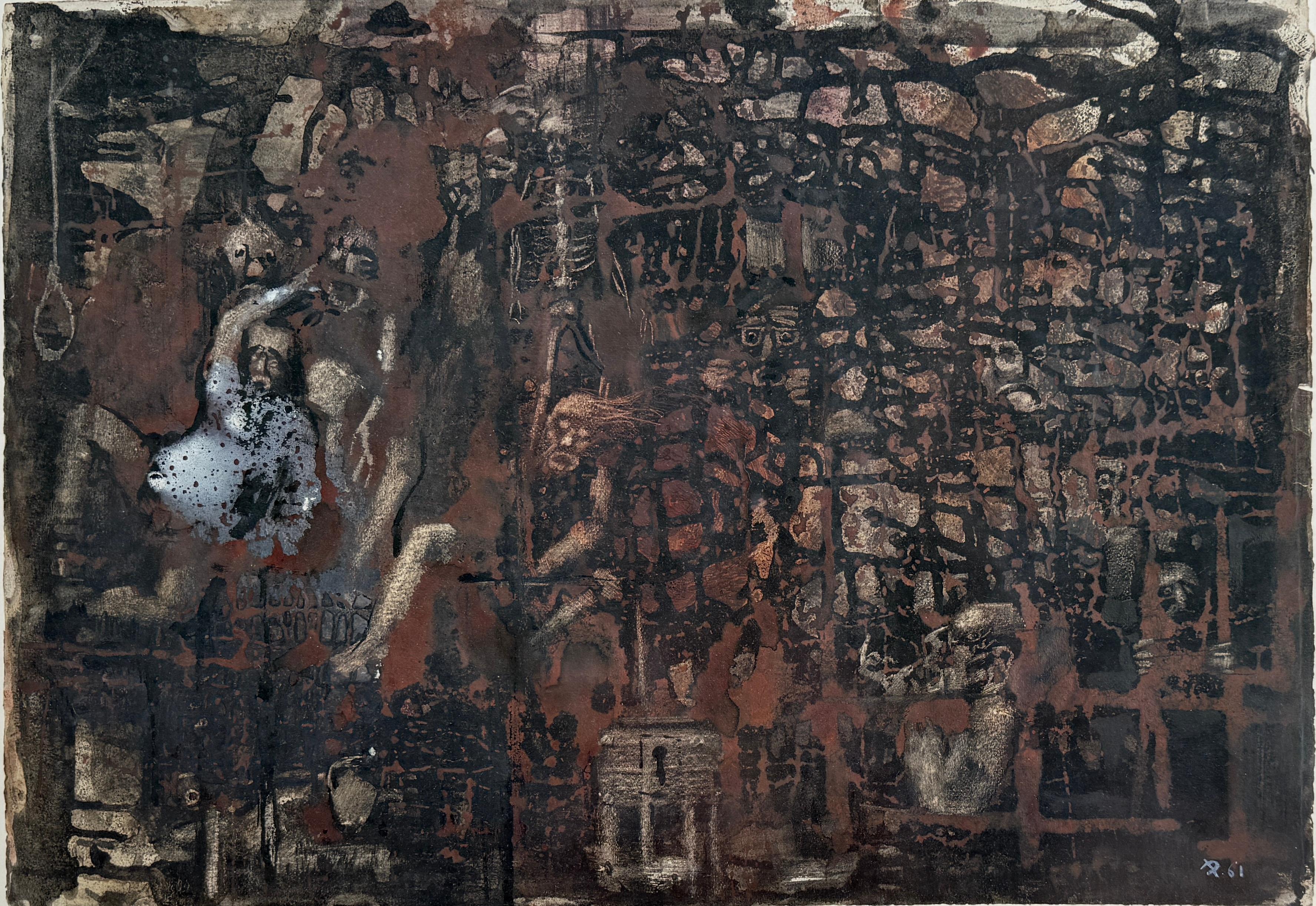 The Fleagatory Mischtechnik Malerei Surrealist – Mixed Media Art von Antoni Pitxot