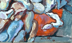 Abstract Bullfighting Scene, Surrealist Organic Composition, Textured Oil