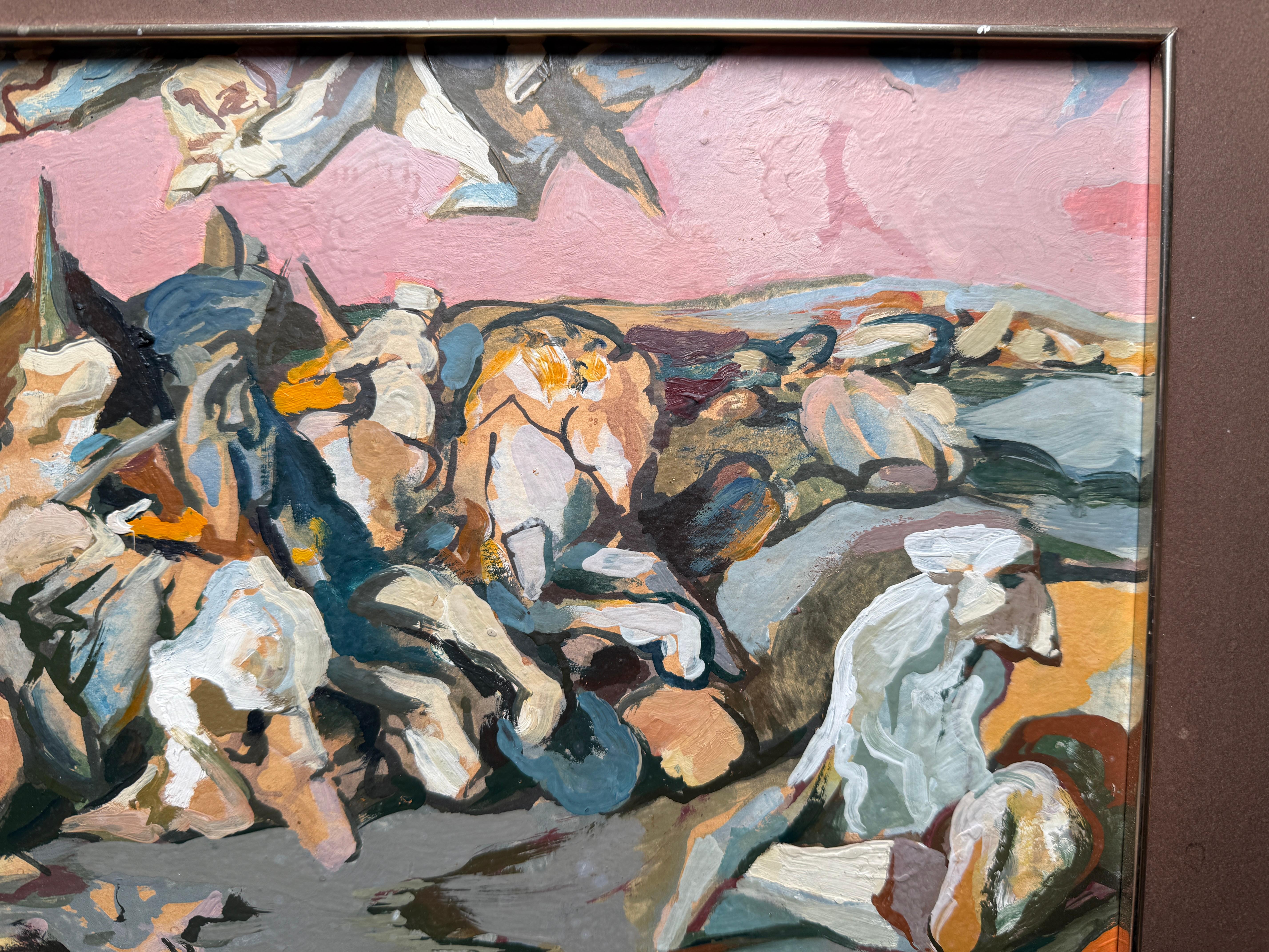 Antoni Pitxot Battle of Constantine oil on board painting surrealist art For Sale 3